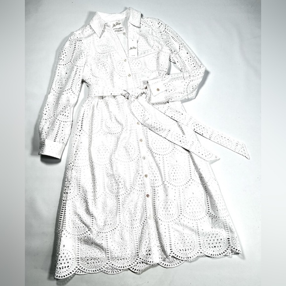 NWT Lilly Pulitzer Dress White Eyelet Midi Shirt Dress Size 6 - Picture 3 of 7
